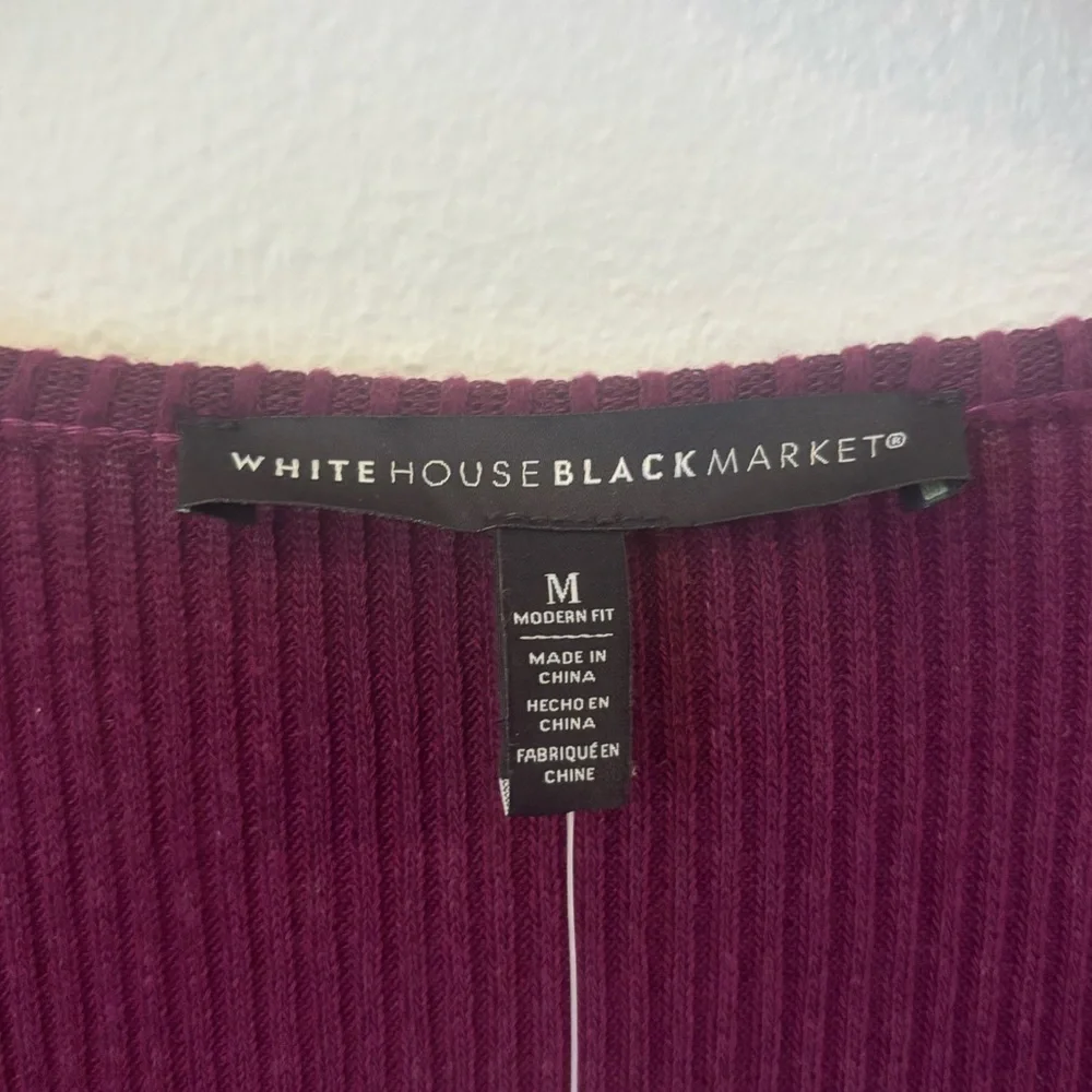 NWT White House Black Market PlumTwisted Surplice Knit Top - Picture 7 of 11